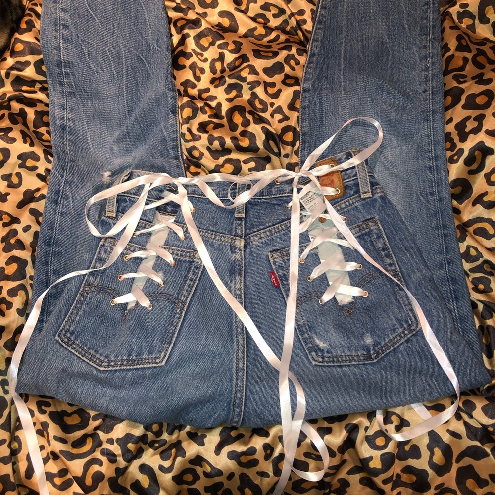 Custom Lace Up Levis